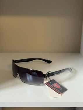 Innovative Shield-Style Men’s Sunglasses — Black Gradient